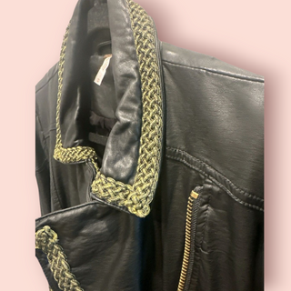 FREE PEOPLE - 'BANG BANG' Vegan Embroidered Biker Jacket RRP $249