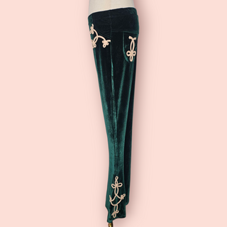 NINE LIVES BAZAAR - Velvet ' ZEPPLIN' Velvet Flares Emerald RRP $179 NWT