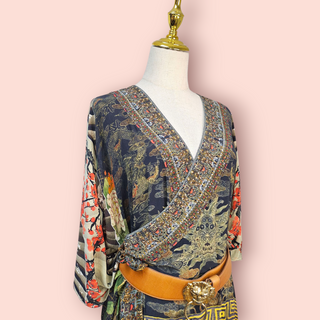 CAMILLA - 'GATHERING DUSK' Wrap Tie Long Dress RRP $699