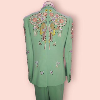 DOLCE & GABBANA AUTHENTIC DESIGNER EMBROIDERED & EMBELLISHED PANT SUIT est. RRP $10K